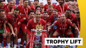 Van Dijk lifts Premier League trophy at rapturous Anfield
